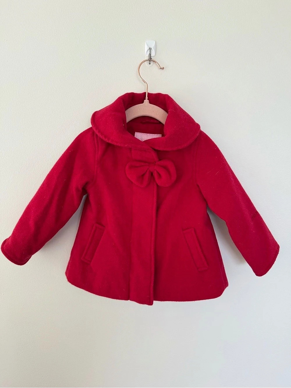 London Fog Girls Red Pea Coat Size 6/9 Months